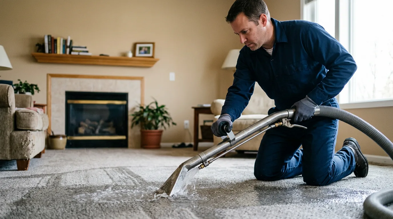 Water damage restoration technician working near Spring Grove, IL